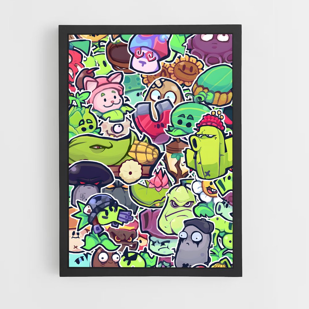 Poster Les Héros de Zomburbia – affiche Plants vs zombies (vue 2)